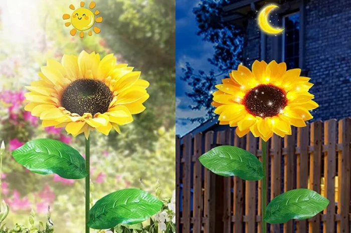 Подсолнух на солнечной батарее садовый фонарь- фото № 3