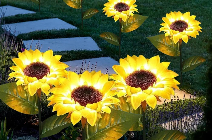 Подсолнух на солнечной батарее садовый фонарь- фото № 8