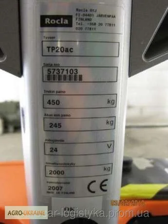 Электротележка ROCLA Tp20ac 2007р вантажопідйомність- фото № 2