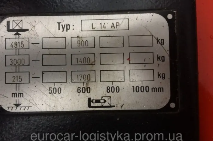 Штабелер электрический LINDE L 14 L 430см 1400 кг- фото № 3