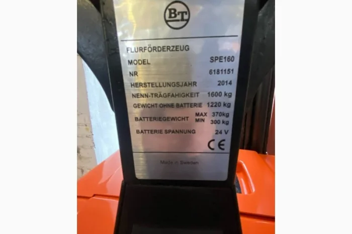 Навантажувач Електро Штабелер 1138 Toyota BT SPE 160 1, 6t 3.76cm- фото № 8