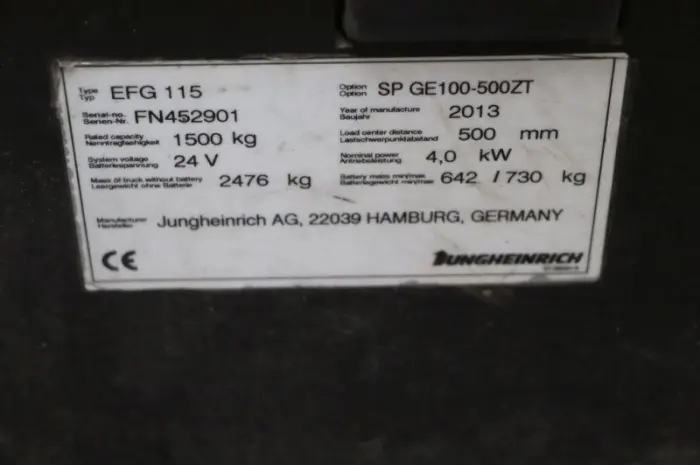 Електропогрузчик кара бу 1.5т. Jungheinrich EFG115 c акб 2018 року 5 метрів- фото № 4