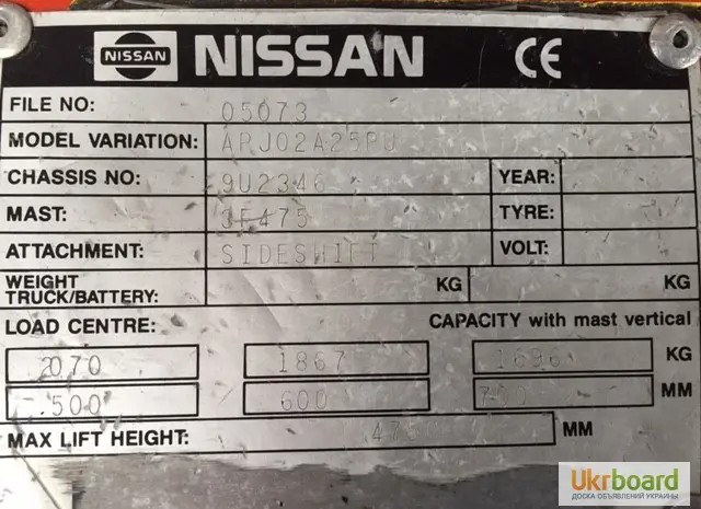 Газовый погрузчик Nissan вагонник с боковым смещением- фото № 7