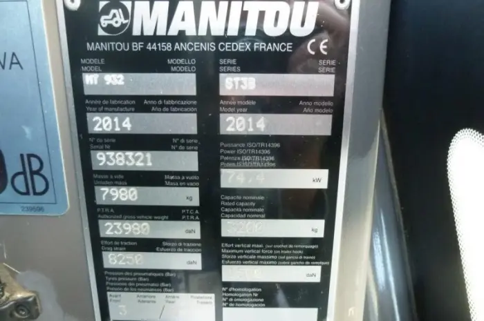 Телескопический погрузчик Manitou MT 932 2014 года- фото № 10