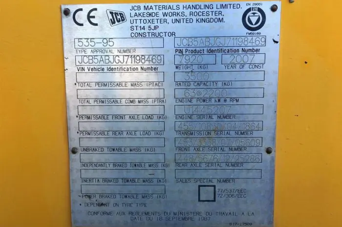 Телескопический погрузчик JCB 535-95 2007 года- фото № 10
