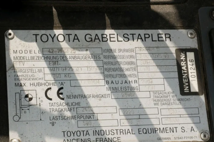 Вилочный погрузчик 2.5т., газовый погрузчик Toyota 42-7FGF25, вагонник, кабина- фото № 9