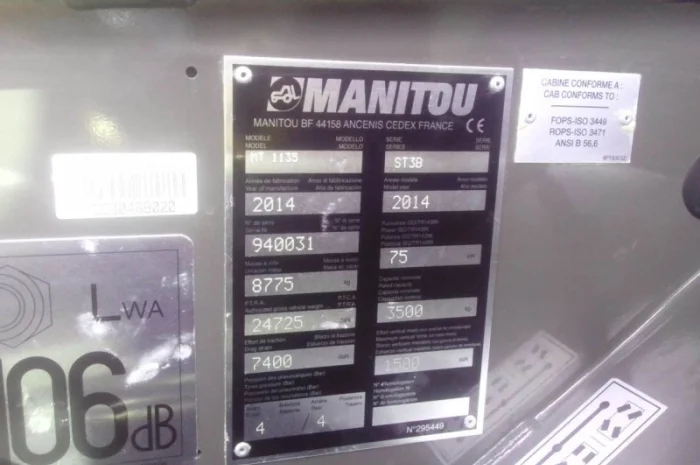 Телескопический погрузчик Manitou MT 1135, 2014 года, 700 м/ч- фото № 8