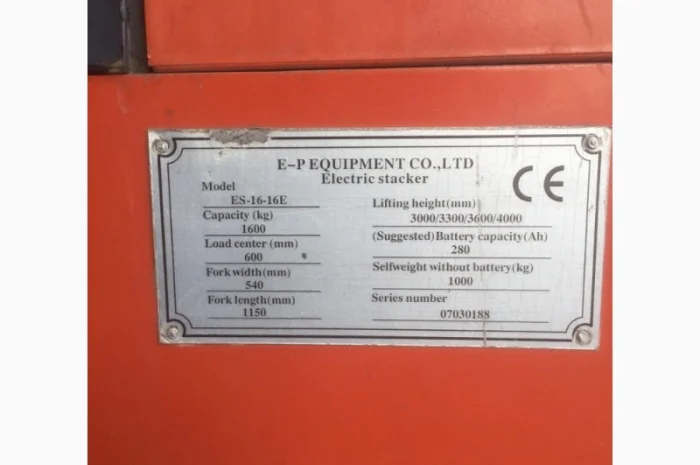 Поводковый штабелер ES-16-16E, 2007 г., 1.6т., 4м высота подъема- фото № 3