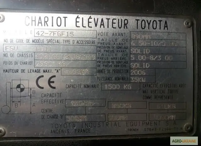 Погрузчик вилочный Toyota 7FGF 15, газ, Идеал, наработка 2509 м/ч, 5.5м.высота подъема- фото № 9