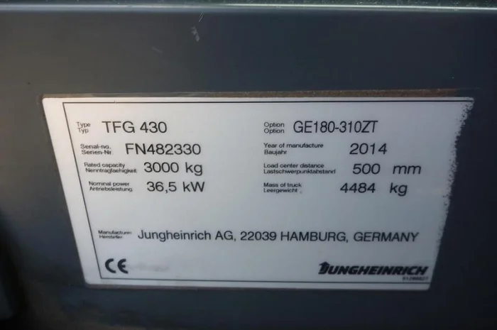 Газовый погрузчик бу, кара Jungheinrich TFG430, 3т., 2014 года, 793 м/ч- фото № 5