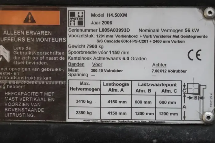 Погрузчик вилочный Hyster H4.50XM, газ, кабина, 4.5т., 2006 г., 1706 м/ч, 4150 мм подъем- фото № 3