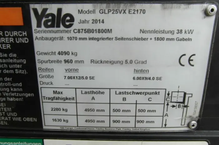 Дизельный погрузчик Yale GLP25VX, 2014 года, 11593 м/ч, 2.5т., 4.9м.подъем, вагонник- фото № 6