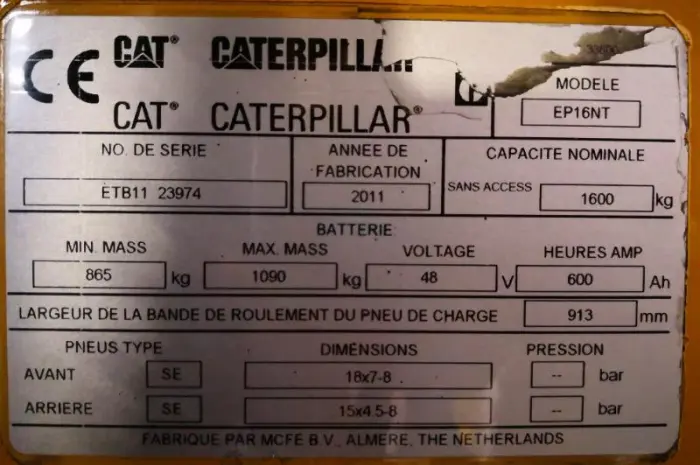 Электропогрузчик 1.6т., CAT EP16NT, трехопорный, 2011 года- фото № 4
