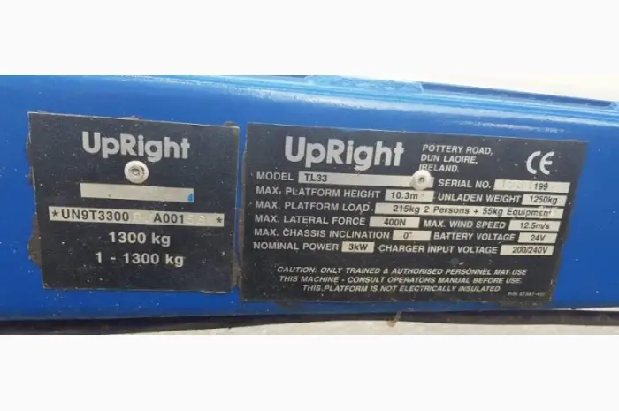 Прицепной коленчатый подъемник Upright TL33, 12 метров рабочая высота, электро- фото № 4