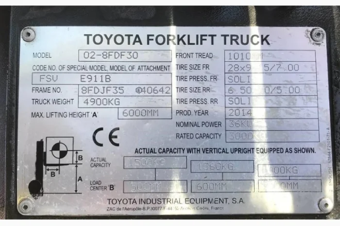 Дизельный погрузчик 3т., TOYOTA 8FDF30, 3т., 2014г., 3905 м/ч! 6 метров подъем- фото № 10