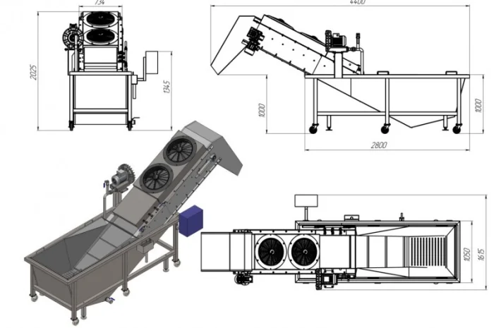Барботажная мойка моечная машина промышленная для мойки овощей ягод фруктов орехов- фото № 2