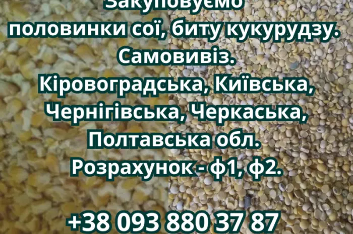 Купуємо половинки сої та биту кукурудзу- фото № 1