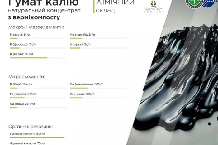 Натуральний Гумат Калію з біогумусу органо-мінеральний 0.5л - 1000л- фото № 4