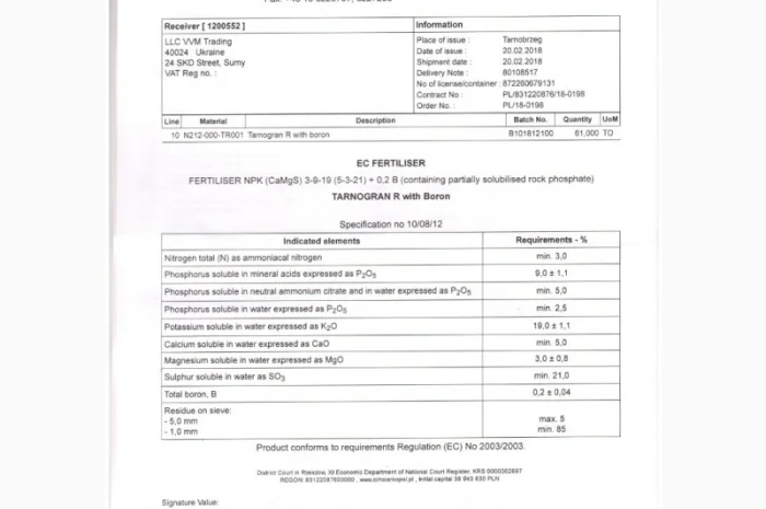 Tarnogran R N-P-K (Ca-Mg-S) B 3-9-19(5-3-21)-0.2- фото № 2