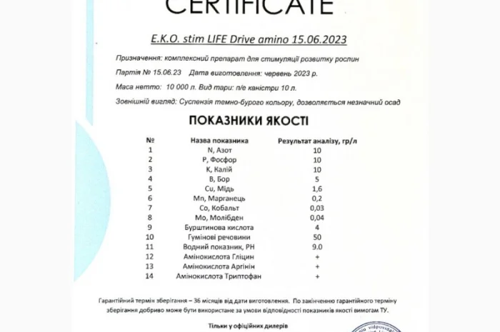 Лайф Драйв Аміно (Life Drive Amino) - Органо-мінеральне добриво Е.К.О. Стім- фото № 3