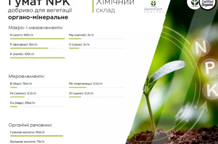 Гумат NPK органо-мінеральний стимулятор для вегетації від 0.5л - 1000л- фото № 4