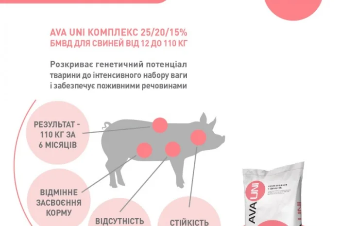 БМВД для свиней AVA UNI КОМПЛЕКС Старт Гровер Фініш. Мішок 25кг- фото № 2