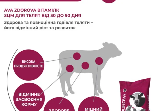 ЗЦМ для телят з 30-го дня AVA ZDOROVA Вітамілк Мішок 25кг- фото № 5