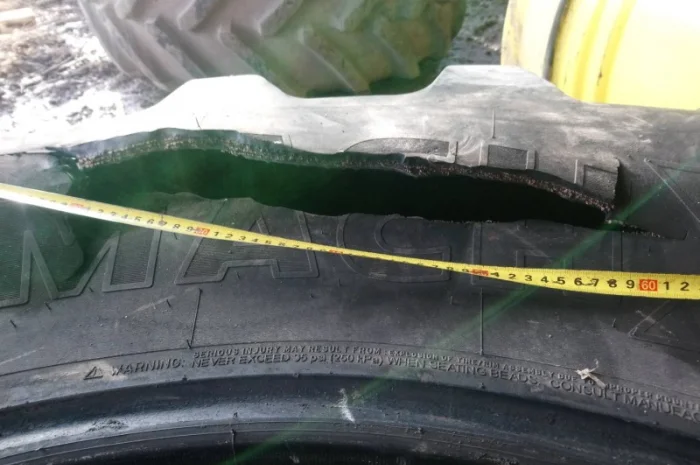 Сложные ремонты боковых порезов шин 710/75R42 Michelin- фото № 4