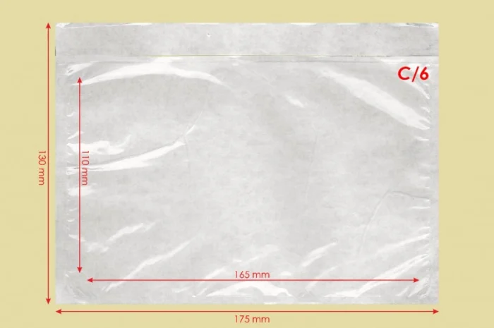 Самоклеящиеся конверты С6 для документов из прозрачного полиэтилена- фото № 1