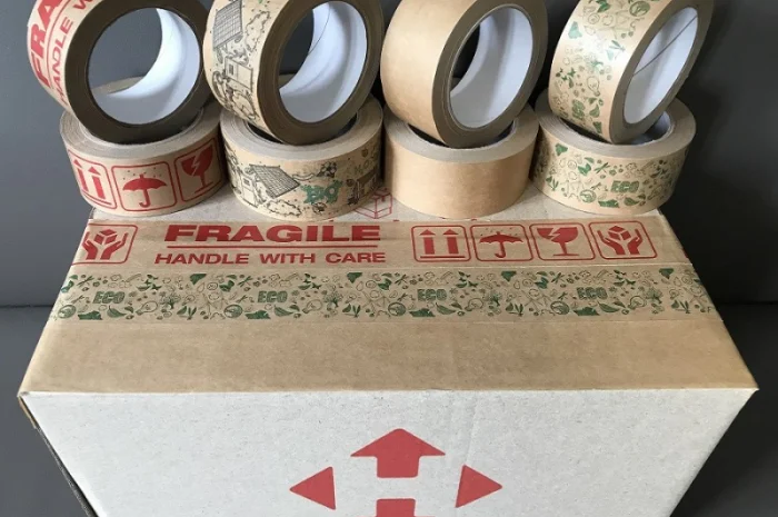 Бумажный крафт скотч с логотипом FRAGILE (ХРУПКОЕ) 48 мм х 50 м Viskom- фото № 4