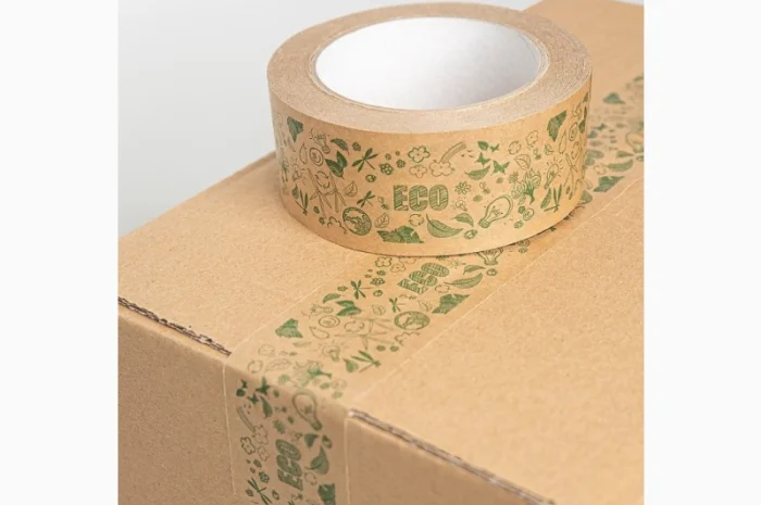 Бумажный крафт скотч с логотипом ECO 48 мм х 50 м, Viskom- фото № 11
