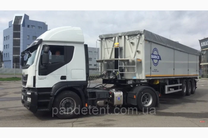 Тент ПВХ 110грн/м2 БЕЗ ПРЕДОПЛАТЫ на полуприцеп зерновоз под заказ- фото № 1