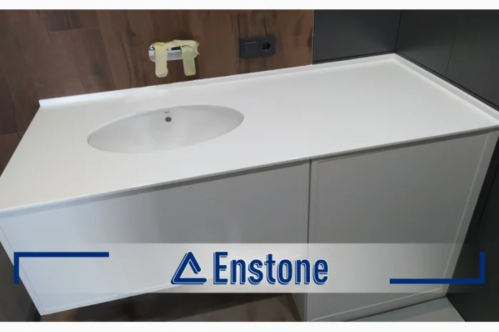 Акриловая столешница под умывальник на заказ. Столешница с раковиной в ванную комнату- фото № 3