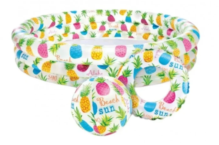 Детский надувной бассейн Intex 132*88 см, Рыбки с мячом и кругом- фото № 1