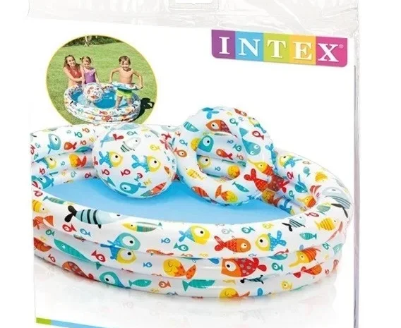 Детский надувной бассейн Intex 132*88 см, Рыбки с мячом и кругом- фото № 2