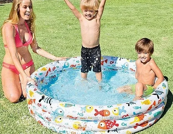 Детский надувной бассейн Intex 132*88 см, Рыбки с мячом и кругом- фото № 3