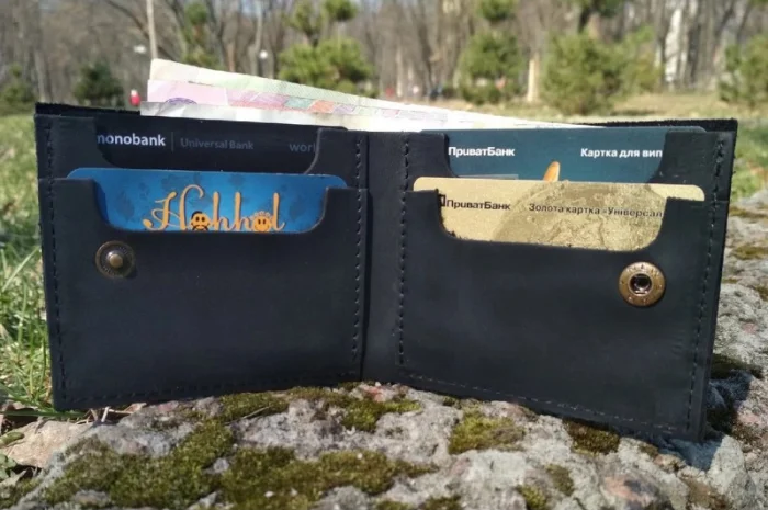 Шкіряний гаманець "Square" унісекс шкіряний гаманець унісекс, гаманець ручної роботи- фото № 1