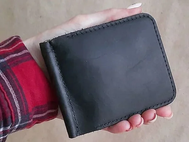 Кожаный зажим для денег с гравировкой, именной зажим для денег, ручная работа- фото № 2