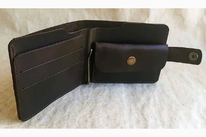 Кожаный кошелек с зажимом для денег и гравировкой на заказ- фото № 2