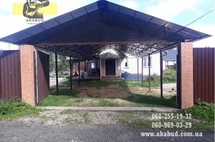 Простые ворота: распашные, откатные. Навесы, перила, решетки- фото № 17