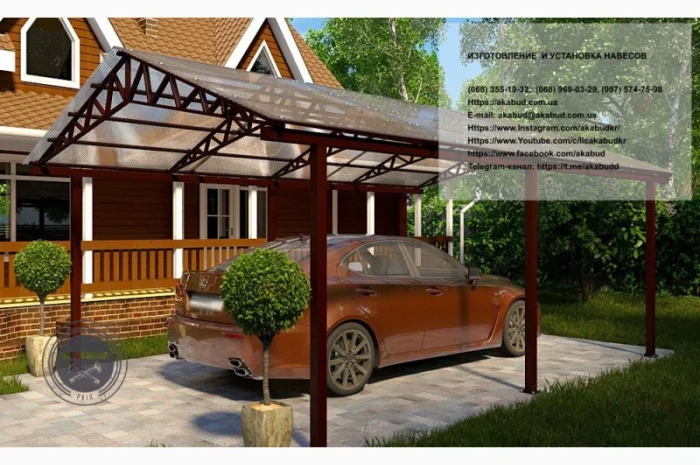 Арочные навесы для автомобилей – пристроенные и отдельно стоящие- фото № 2