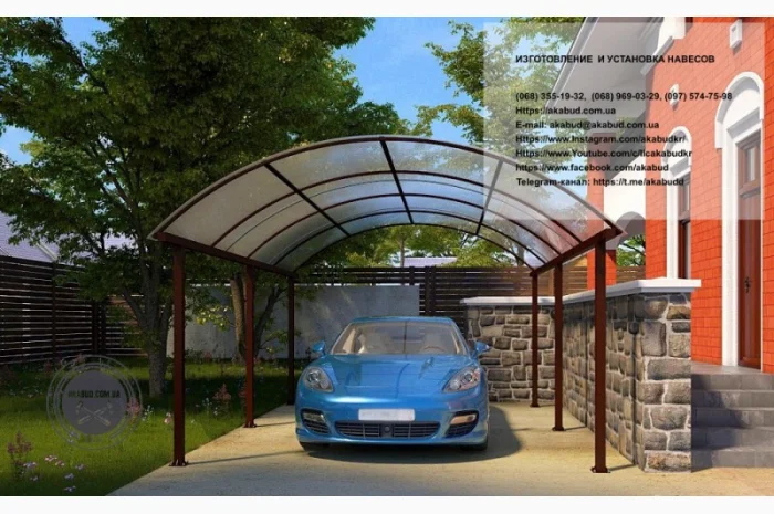 Арочные навесы для автомобилей – пристроенные и отдельно стоящие- фото № 11
