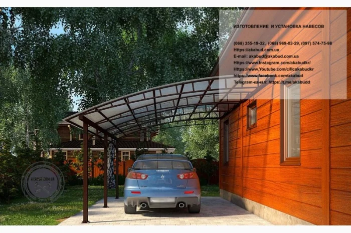 Арочные навесы для автомобилей – пристроенные и отдельно стоящие- фото № 10