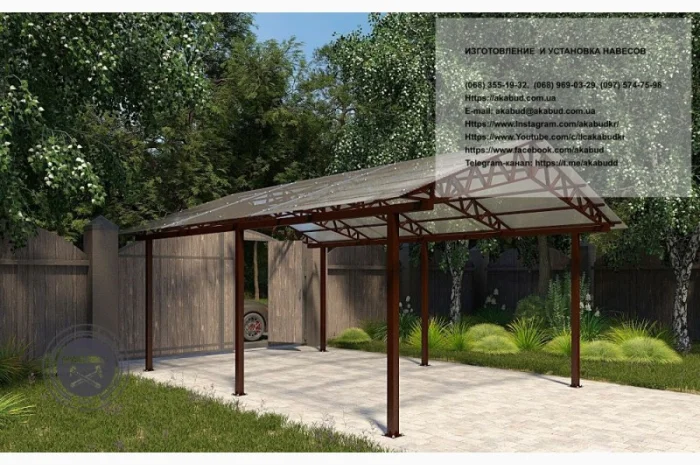 Арочные навесы для автомобилей – пристроенные и отдельно стоящие- фото № 7