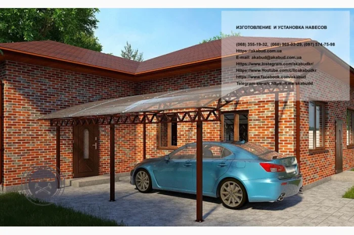Арочные навесы для автомобилей – пристроенные и отдельно стоящие- фото № 6
