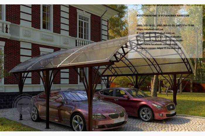 Арочные навесы для автомобилей – пристроенные и отдельно стоящие- фото № 5