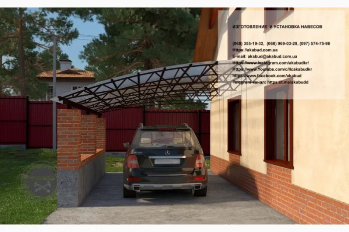 Арочные навесы для автомобилей – пристроенные и отдельно стоящие- фото № 3