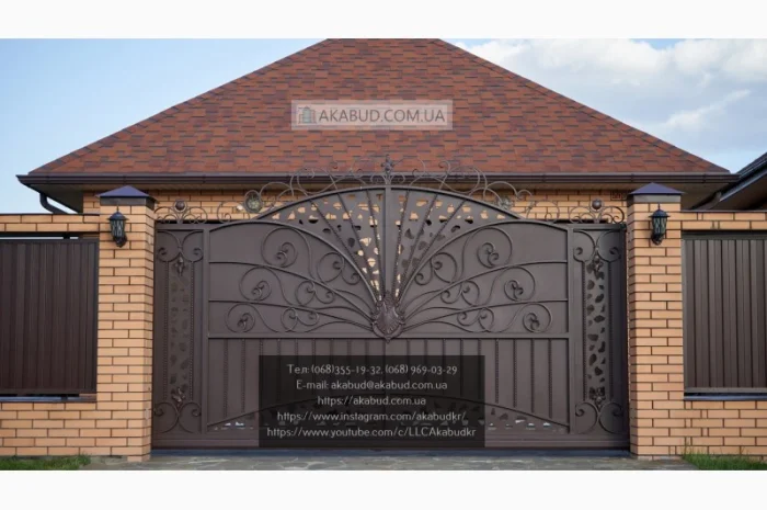 Ковані розпашні ворота з елементами кування- фото № 16