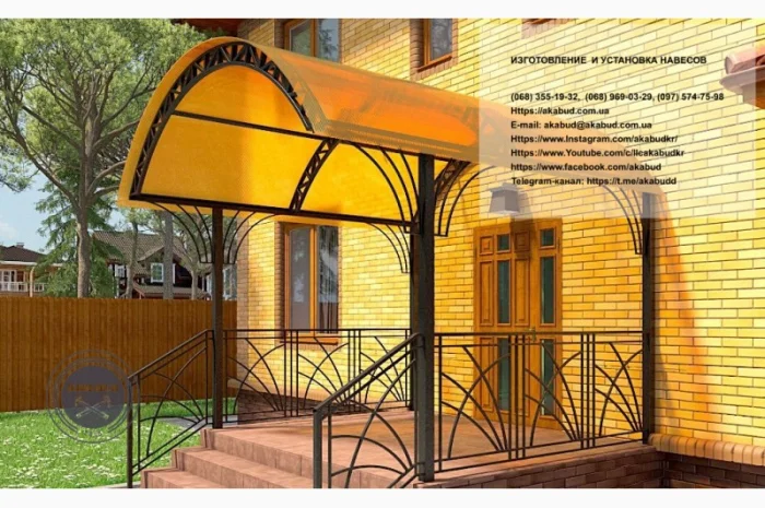 Навесы из поликарбоната и профнастила- фото № 1