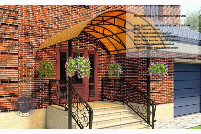 Навесы из поликарбоната и профнастила- фото № 2